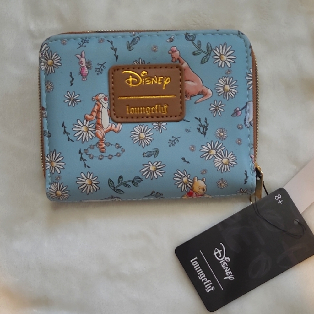 Disney Winnie the Pooh Loungefly Blue Character Floral Wallet